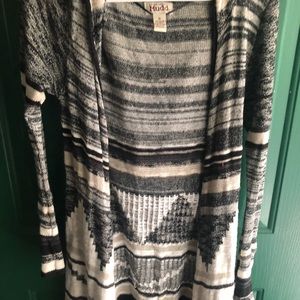 Black and white cardigan with hood